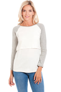 Grey Baseball Maternity & Breastfeeding Top