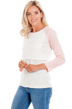 Load image into Gallery viewer, Pink Baseball Maternity &amp; Breastfeeding Top