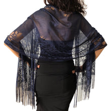 Load image into Gallery viewer, Navy Lace Pashmina