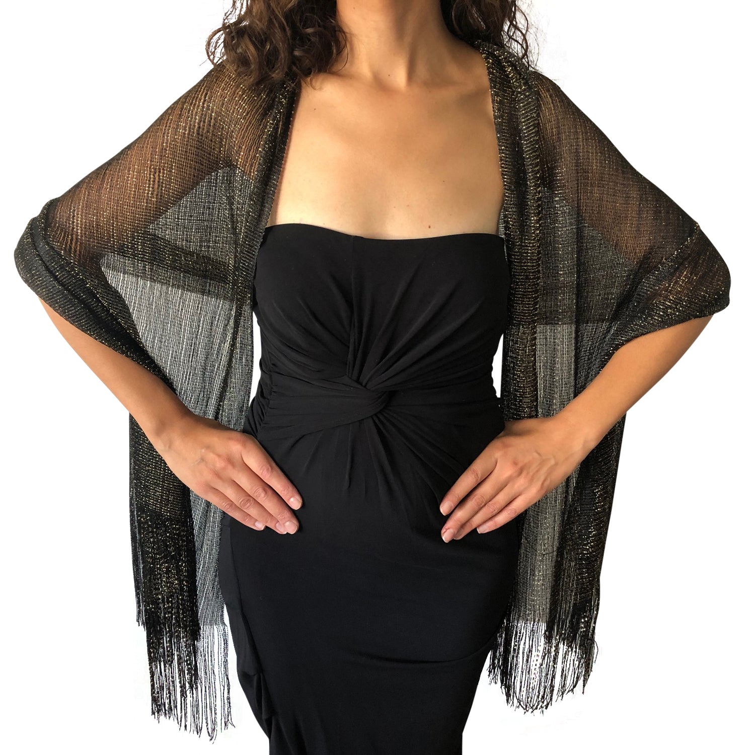 Prom Dress With Evening Wrap For Cocktail Dress Black Gold Shimmer Shawl Central Chic Prom Dress With Evening Wrap For Cocktail Dress Black Gold Shimmer Shawl Central Chic