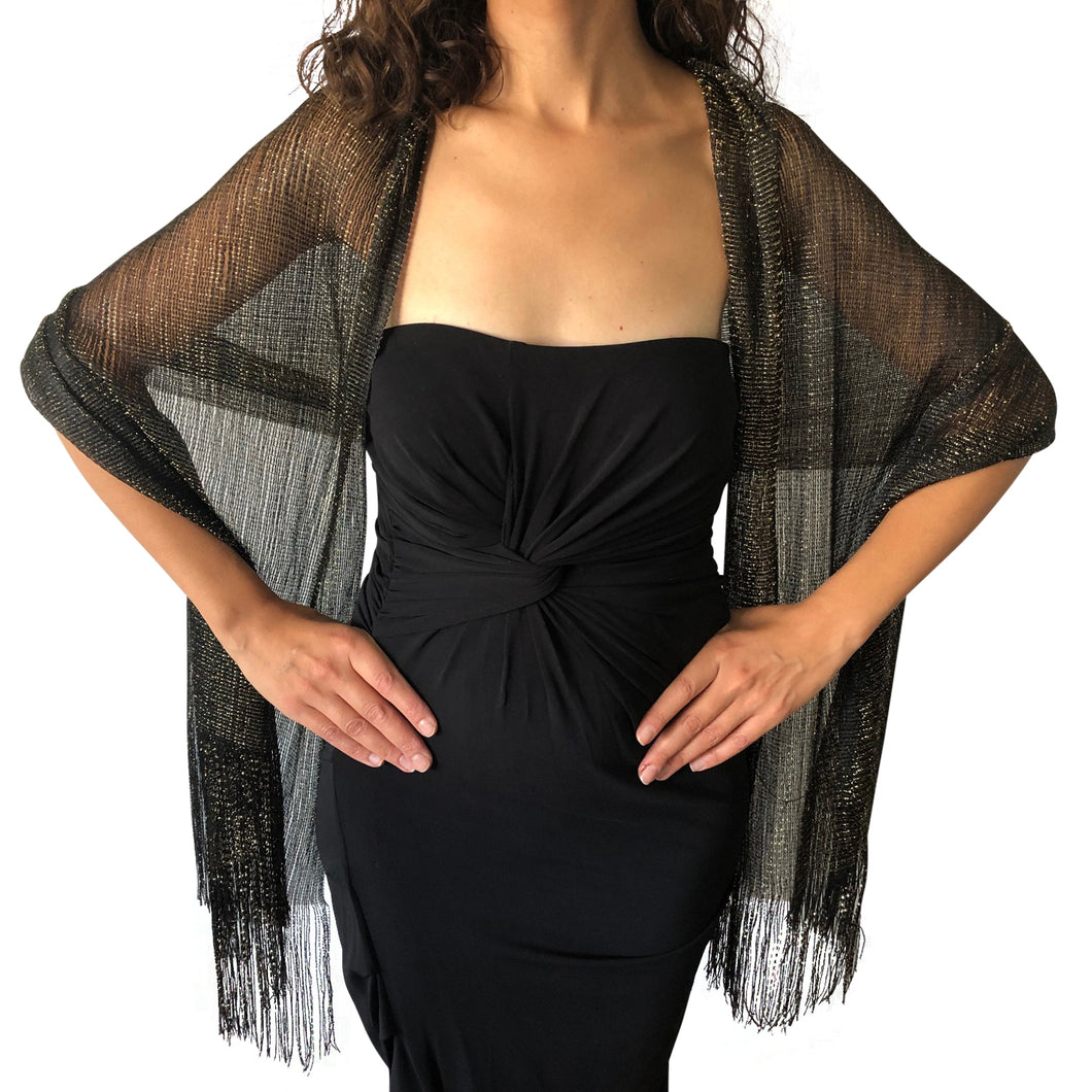 Black & Gold Shimmer Shawl – Central Chic Black & Gold Shimmer Shawl – Central Chic