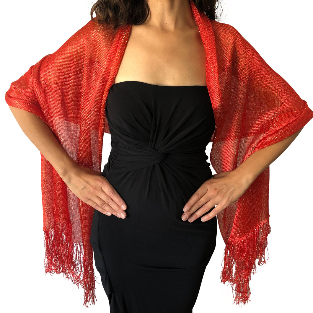 shawl for red dress Red Shimmer Shawl – Central Chic