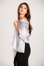Load image into Gallery viewer, Iridescent Silver Blue Wedding Wrap Pashmina Scarf