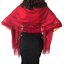 Load image into Gallery viewer, Ruby Red Lace Pashmina