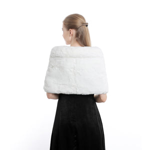 White Fur Shawl With Collar