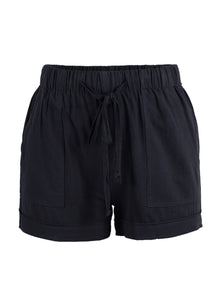 Womens Linen Feel Black Shorts