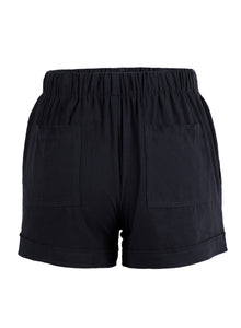 Womens Linen Feel Black Shorts