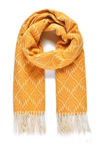 Womens Jacquard Woven Blanket Yellow Scarf
