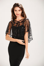 Load image into Gallery viewer, Black 1920s Sequin Capelet