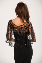 Load image into Gallery viewer, Black 1920s Sequin Capelet