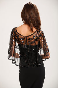 Black 1920s Sequin Capelet