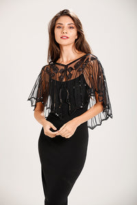 Black 1920s Sequin Capelet