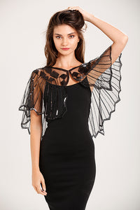 Black 1920s Sequin Capelet