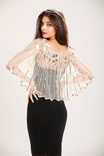 Load image into Gallery viewer, Champagne Gold 1920s Sequin Capelet