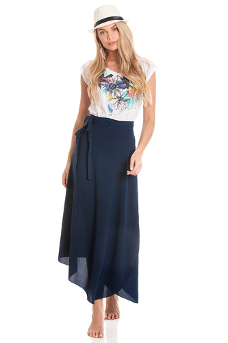2-in-1 Sarong Skirt & Dress - Navy