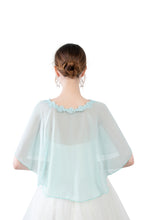 Load image into Gallery viewer, Turqouise Chiffon Cape With Lace Trim