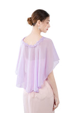 Load image into Gallery viewer, Purple Chiffon Cape With Lace Trim