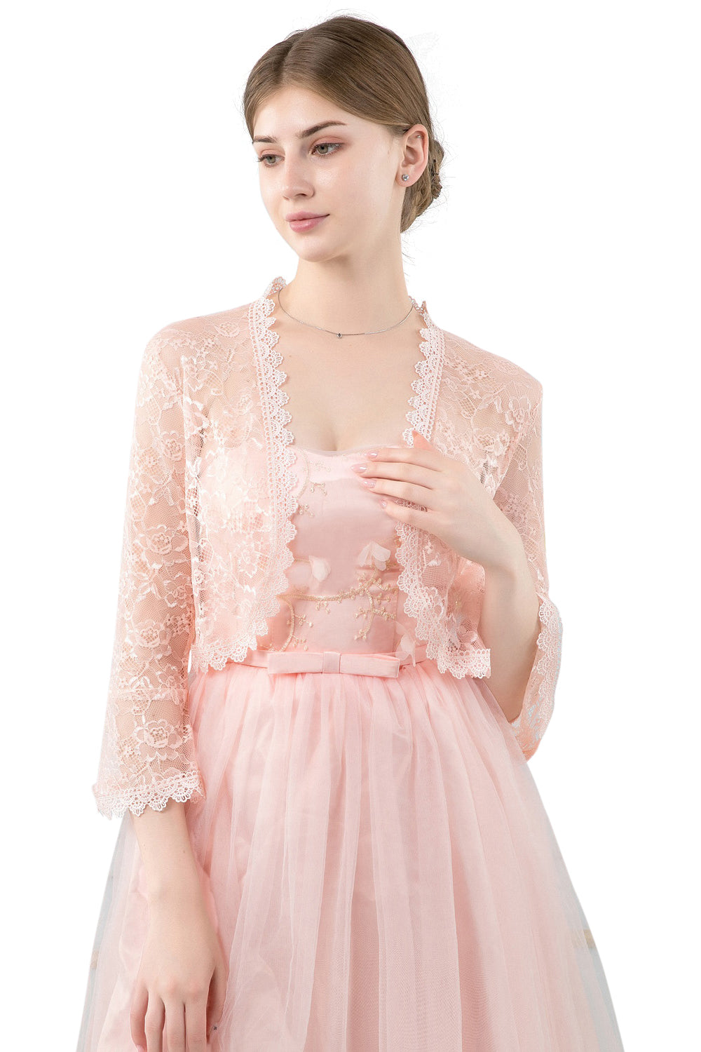Pink Lace Open Cardigan
