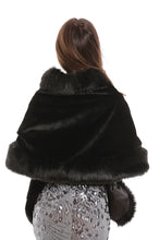 Load image into Gallery viewer, Black Fur Shawl Cape for Partywear &amp; Weddings