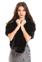 Load image into Gallery viewer, Black Fur Shawl With Collar
