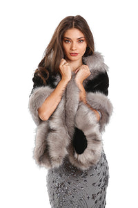 Black & Grey Faux Fur Shawl