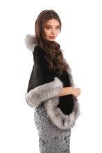Load image into Gallery viewer, Black &amp; Grey Faux Fur Shawl