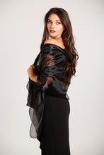 Load image into Gallery viewer, Black shawls and wraps for weddings and parties