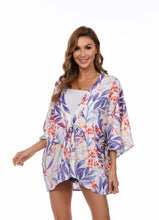 Load image into Gallery viewer, Blue Leaf Print Kimono