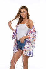 Load image into Gallery viewer, Blue Leaf Print Kimono