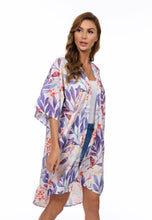 Load image into Gallery viewer, Blue Leaf Print Long Kimono