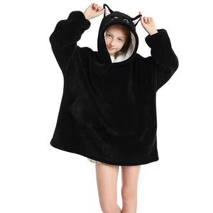 Kids Fleece Lined Blanket Hoodie Dressing Gown