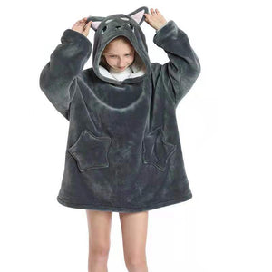Kids Fleece Lined Blanket Hoodie Dressing Gown