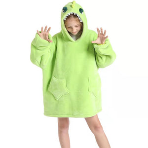 Kids Fleece Lined Blanket Hoodie Dressing Gown