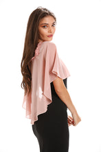 Load image into Gallery viewer, Dusky Pink Chiffon Cape With Lace Trim