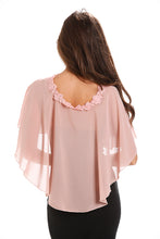Load image into Gallery viewer, Dusky Pink Chiffon Cape With Lace Trim