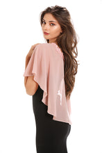Load image into Gallery viewer, Dusky Pink Chiffon Cape With Lace Trim