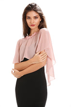 Load image into Gallery viewer, Dusky Pink Chiffon Cape With Lace Trim