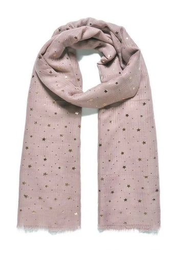 Dusky Pink & Rose Gold Star Print Scarf