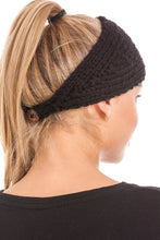 Load image into Gallery viewer, Knitted Ear Warmer Headband With Flower &amp; Button