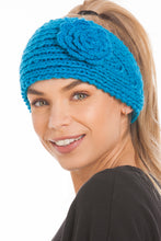 Load image into Gallery viewer, Knitted Ear Warmer Headband With Flower &amp; Button