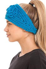 Load image into Gallery viewer, Knitted Ear Warmer Headband With Flower &amp; Button