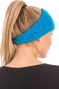 Knitted Ear Warmer Headband With Flower & Button