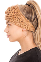 Load image into Gallery viewer, Knitted Ear Warmer Headband With Flower &amp; Button