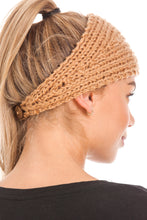 Load image into Gallery viewer, Knitted Ear Warmer Headband With Flower &amp; Button