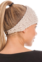 Load image into Gallery viewer, Knitted Ear Warmer Headband With Flower &amp; Button