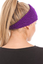 Load image into Gallery viewer, Knitted Ear Warmer Headband With Flower &amp; Button