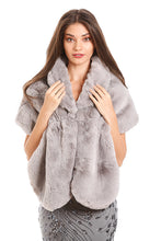 Load image into Gallery viewer, Grey Fur Shawl With Collar