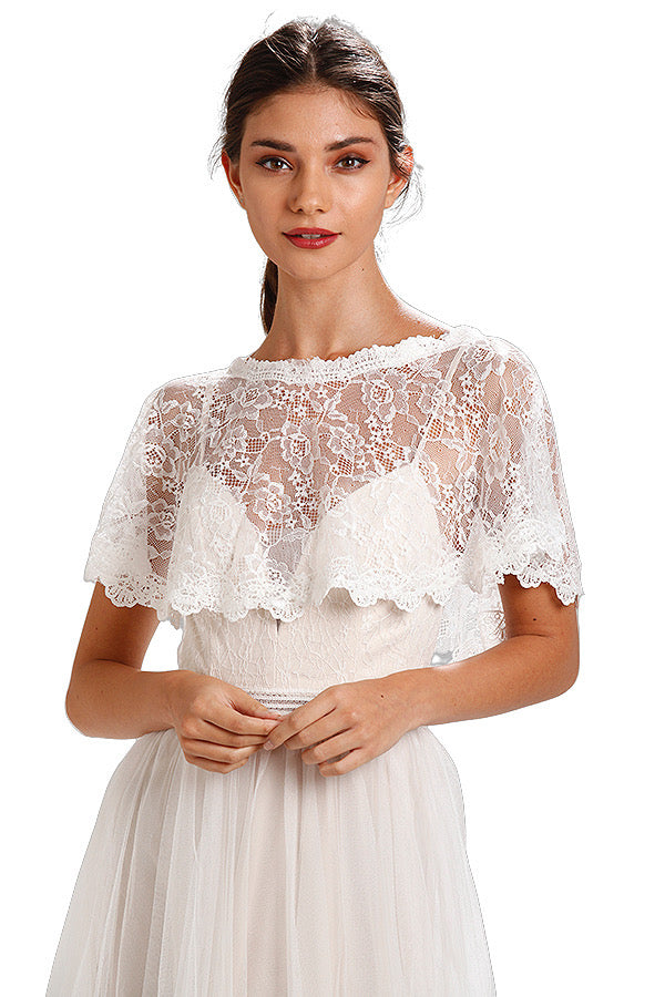 Ivory Lace Wedding Bridal Shawl Capelet Style-3