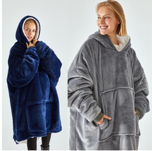 Adults Oversized Fleece Lined Blanket Hoodie Dressing Gown – Central Chic