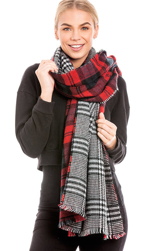Women's Large Reversible Tartan Scarf